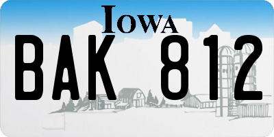 IA license plate BAK812