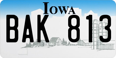 IA license plate BAK813