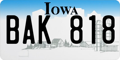 IA license plate BAK818