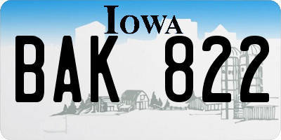 IA license plate BAK822