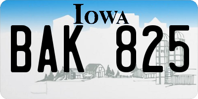 IA license plate BAK825