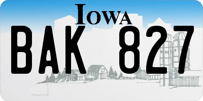 IA license plate BAK827