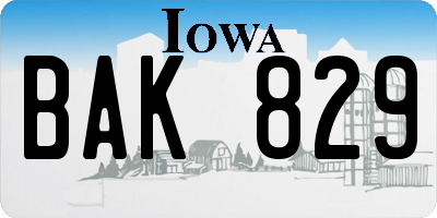 IA license plate BAK829