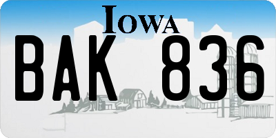 IA license plate BAK836