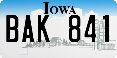 IA license plate BAK841