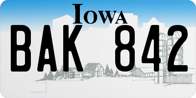 IA license plate BAK842