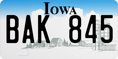IA license plate BAK845