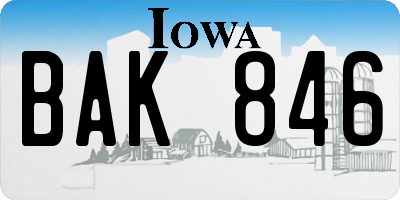 IA license plate BAK846