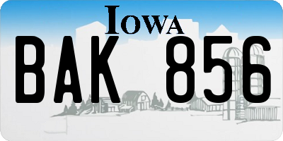 IA license plate BAK856