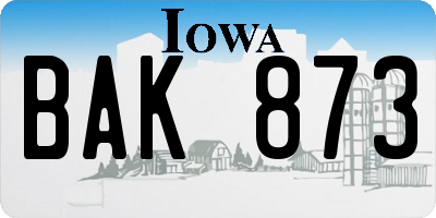 IA license plate BAK873