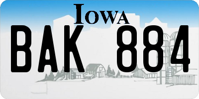 IA license plate BAK884