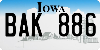 IA license plate BAK886