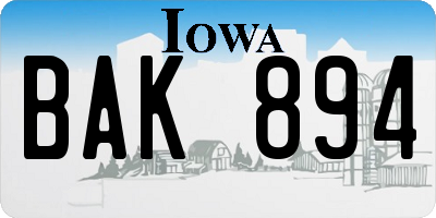 IA license plate BAK894