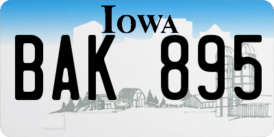 IA license plate BAK895
