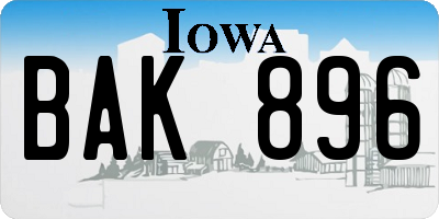 IA license plate BAK896