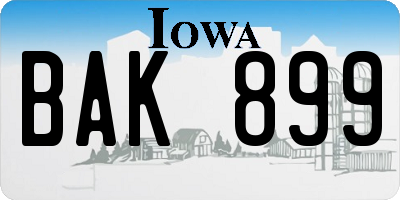 IA license plate BAK899