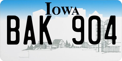 IA license plate BAK904