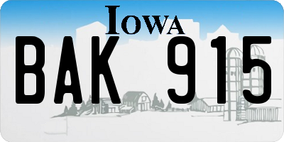 IA license plate BAK915
