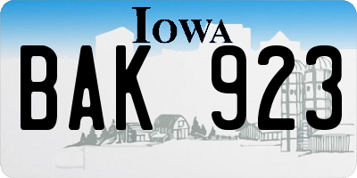IA license plate BAK923