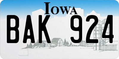 IA license plate BAK924