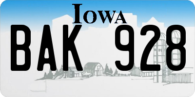 IA license plate BAK928