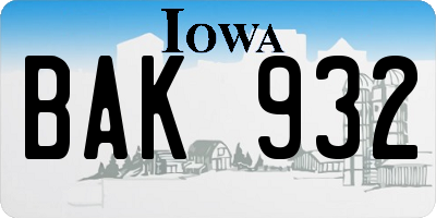 IA license plate BAK932