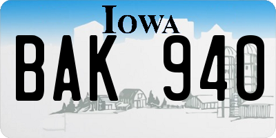 IA license plate BAK940