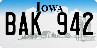 IA license plate BAK942
