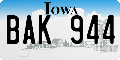 IA license plate BAK944