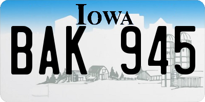 IA license plate BAK945