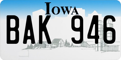 IA license plate BAK946