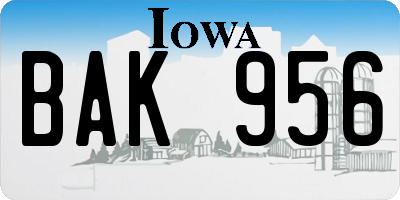 IA license plate BAK956