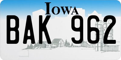 IA license plate BAK962