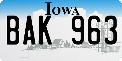 IA license plate BAK963
