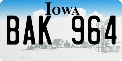 IA license plate BAK964