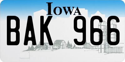 IA license plate BAK966