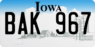 IA license plate BAK967