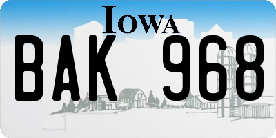 IA license plate BAK968