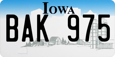 IA license plate BAK975