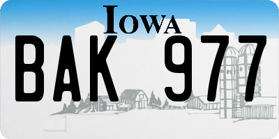 IA license plate BAK977