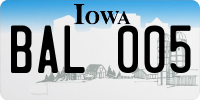 IA license plate BAL005
