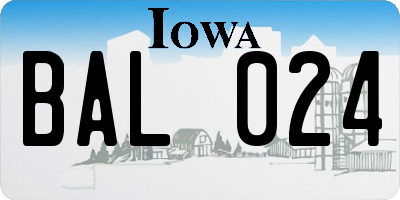 IA license plate BAL024