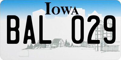 IA license plate BAL029