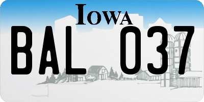 IA license plate BAL037