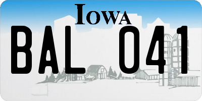 IA license plate BAL041