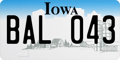 IA license plate BAL043