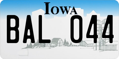 IA license plate BAL044