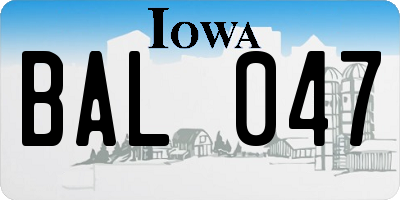 IA license plate BAL047