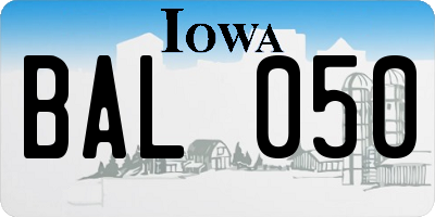 IA license plate BAL050