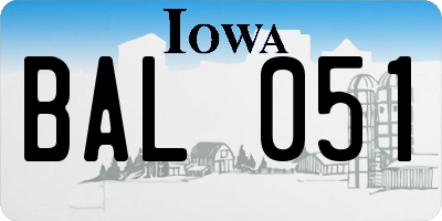 IA license plate BAL051
